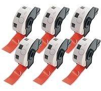 BETCKEY - 6 Rouleaux DK-11218 Étiquettes Rondes Compatible avec Brother, Φ24mm Round, 6000 Étiquettes Couleur Rouge pour Imprimantes d'Étiquettes QL Brother
