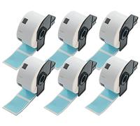 BETCKEY - 6 Rouleaux DK-11220 Étiquettes Papier Thermique Compatible avec Brother, 39mm x 48mm, 3720 Étiquettes Couleur Bleu pour Imprimantes d'Étiquettes QL Brother
