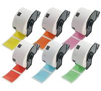 BETCKEY - 6 Rouleaux DK-11220 Étiquettes Papier Thermique Compatible avec Brother, 39mm x 48mm, 3720 Étiquettes Couleur Mélange de couleurs pour Imprimantes d'Étiquettes QL Brother