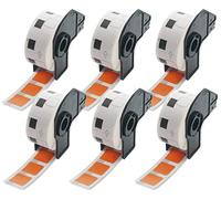 BETCKEY - 6 Rouleaux DK-11221 Étiquettes Carrées Compatible avec Brother, 23mm x 23mm, 6000 Étiquettes Couleur Orange pour Imprimantes d'Étiquettes QL Brother