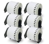 BETCKEY - 6 Rouleaux DK-22205 Rouleau de Papier Continu Compatible avec Brother, 62mm x 30.48m, 6 Étiquettes pour Imprimantes d'Étiquettes QL Brother