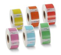 BETCKEY - 6 Rouleaux Étiquette couleur Compatible avec DYMO S0929120, 25mm x 25mm, 4500 Petites Étiquettes Polyvalentes(Lot de 6 Couleurs) Pour DYMO LabelWriter 450, 4XL, NON Pour 550 ou 5XL