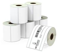 BETCKEY - 76mm x 127mm(3 in x 5 in) Perforées Étiquettes Thermiques pour Expédition et Usage Multiple de Grande Taille Compatible avec les imprimantes Zebra et autres [6 Rouleaux/2100 Étiquettes]