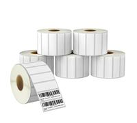 BETCKEY - 76mm x 25mm(3 in x 1 in) Perforées Étiquettes Thermiques pour Code-Barres et Adresse Compatible avec les imprimantes Zebra et autres [6 Rouleaux/8250 Étiquettes]