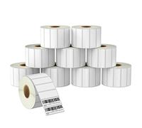 BETCKEY - 76mm x 25mm(3 in x 1 in) Perforées Étiquettes Thermiques pour Code-Barres et Adresse Compatible avec les imprimantes Zebra et autres [10 Rouleaux/13750 Étiquettes]
