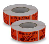 BETCKEY - Autocollants pour Emballage 25mm x 50mm, "THIS IS A SET, DO NOT SEPARATE", 1000 Autocollants Rouges d'Avertissement d'Emballage, Séparation Interdite - 2 Rouleaux