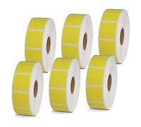 BETCKEY - Étiquettes carrées de code QR de 2,5 x 2,5 cm compatibles avec les imprimantes d'étiquettes Zebra et Rollo, adhésives de qualité supérieure et perforées [jaune, 6 rouleaux, 8280 étiquettes]