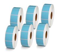 BETCKEY - Étiquettes carrées de code QR de 2,5 x 2,5 cm compatibles avec les imprimantes d'étiquettes Zebra et Rollo, adhésives de qualité supérieure et perforées [bleu clair, 6 rouleaux, 8280 étiquettes]