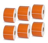 BETCKEY - Étiquettes de codes-barres et d'adresse UPC de 5,7 x 5,1 cm compatibles avec les imprimantes d'étiquettes Zebra et Rollo, adhésives de qualité supérieure et perforées [orange, 6 rouleaux,