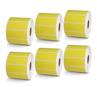 BETCKEY - Étiquettes multifonctions et codes-barres de 6,3 x 2,5 cm compatibles avec les imprimantes d'étiquettes Zebra et Rollo, adhésives de qualité supérieure et perforées [jaune, 6 rouleaux, 8280