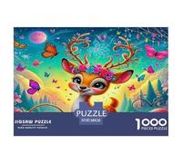 Bête à Cornes Puzzle 1000 Pieces Cadeau Unique Jeu ÉduChatif Challenge Toy À De Qualité Supérieure Peinture Art pour Adultes Et Enfants À Partir De 14 Ans 38x26cm/1000pcs