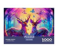 Bête à Cornes Puzzles 1000 Pieces Cadeau Unique Jeu ÉduChatif Challenge Toy À De Qualité Supérieure Peinture Art pour Adultes Enfants 52x38cm/1000pcs