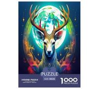 Bête à Cornes Puzzles 1000 Pieces Cadeau Unique Jeu ÉduChatif Défi Jouet À De Qualité Supérieure Peinture Art pour Adultes Et Enfants 38x26cm/1000pcs