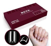BETE Capsules Ongles Carrés Courts, 544 Pièces 16 Tailles, Faux Ongles Acrylique Transparent Couvrants, Pré-formées, Solides et Épaisses, Tenue Longue pour DIY à la Maison et en Salon