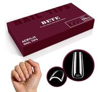 BETE Capsules Ongles Carrés Longs, 224 Pièces 16 Tailles, Faux Ongles Acrylique Transparent Couvrants, Pré-formées, Solides et Épaisses, Tenue Longue pour DIY à la Maison et en Salon