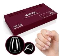 BETE Capsules Ongles Coffin Courtes, 224 Pièces 16 Tailles, Faux Ongles Acrylique Transparent Couvrants, Pré-formées, Solides et Épaisses, Tenue Longue pour DIY à la Maison et en Salon