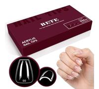 BETE Capsules Ongles Coffin Courtes, 544 Pièces 16 Tailles, Faux Ongles Acrylique Transparent Couvrants, Pré-formées, Solides et Épaisses, Tenue Longue pour DIY à la Maison et en Salon