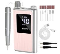 BETE Perceuse à ongles professionnelle, 40 000 tr/min kit de lime à ongles électrique sans fil avec 6 embouts, rechargeable pour vernis gel acrylique, Rose