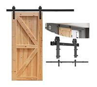 Betensh 6FT=183cm Quincaillerie Kit de Rail pour Porte,Rail Porte Coulissante avec Roulette,Kit de Rail de Porte de Grange,forme de Noirs J