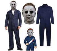 Betensh Costume de Michael Myers, Comprenant le Masque de Michael Myers et le Couteau Ensanglanté. Masque d'Halloween Michael Myers, Déguisement d'Halloween pour Adulte qui Fait Peur.L