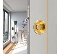 betensh Kit de serrure avec rosace ronde serrure de condamnation pour porte coulissante 57mm pour porte coulissante Bronze jaune