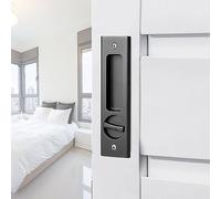 Betensh Poignée de porte coulissante pour serrure de porte coulissante - Serrure de poche avec clé - Poignée encastrée invisible - 160 mm - Noir