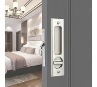 betensh Poignée de porte de poche avec clé Serrure de porte coulissante 160 mm Serrure de poignée pour portes intérieures Argenté