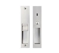 betensh Porte Coulissante Mortaise Serrure à clé Encastrée Invisible Serrure Sets de poignées de portes et serrures Intérieur Meubles en Bois Serrure de Porte 180mm Argent