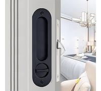 betensh Porte Coulissante Mortaise Serrure Poignée Invisible Encastré Poignée de porte coulissante avec serrure à clé 173mm Noir Meubles en Bois Serrure de Porte