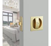 Betensh Serrure de Porte Coulissante Carré Invisible avec Poignée - 66 mm - Or