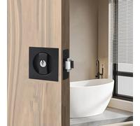 Betensh Serrure de porte coulissante Carré poignée avec serrure porte coulissante Poignée de porte invisible Poignées de porte de poche avec serrure et clé - 66 mm - Noir