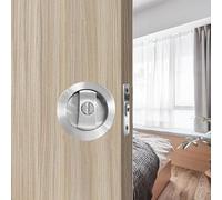 betensh Serrure de porte coulissante Ronde poignée avec serrure porte coulissante 66mm Argent Poignée de porte Serrure invisible Poignées de porte de sans clé