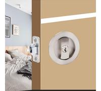 betensh Serrure de porte coulissante Ronde poignée avec serrure porte coulissante 66mm Argent Poignée de porte invisible Poignées de porte de poche avec serrure et clé