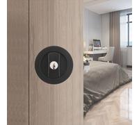 betensh Serrure de porte coulissante Ronde poignée avec serrure porte coulissante 66mm Noir Poignée de porte invisible Poignées de porte de poche avec serrure et clé