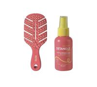 Beter - Pack brosse naturelle fibre mini + spray démêlant sans rinçage 100 ml, arôme pêche, démêle, hydrate, nourrit et répare, pour tout type de cheveux, parfait pour les voyages, édition limitée