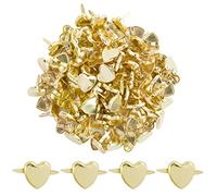 BETESSIN 100pcs Attaches Parisiennes Mini Brads Cœur Pointe Clous en Fer Rivets Cloutés Or Travaux Manuels et Scrapbooking Décoration DIY Loisirs Créatifs