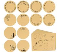 BETESSIN 120Pcs Étiquettes Autocollantes Cadeaux Noël Rondes en Papier Kraft Sticker Auto-Adhésif de 4cm