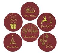 BETESSIN 120Pcs Étiquettes Autocollants Noël en Italien Buon Natale Étiquettes Cadeaux Noël