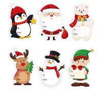 BETESSIN 120Pcs Étiquettes Cadeau Noël Autocollantes Motif Père Noël Bonhomme de Neige Lutin Pingouin Ours Renne Merry Christmas Sticker Auto-Adhésif