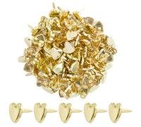 BETESSIN 200pcs Attaches Parisiennes Mini Brads Cœur Pointe Clous en Fer Rivets Cloutés Or Travaux Manuels et Scrapbooking Décoration DIY Loisirs Créatifs