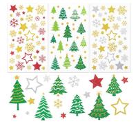 BETESSIN 225Pcs Autocollants Noël Stickers Pailletés Gommettes Étoiles Flocons de Neige Sapin Décoration pour Carte Cadeaux de Noël Artisanat Scrapbooking Bricolage