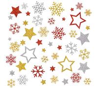 BETESSIN 240 Pcs Autocollants Noël Stickers Pailletés Gommettes Étoiles Flocons de Neige Décoration pour Carte Cadeaux de Noël Artisanat Scrapbooking Bricolage