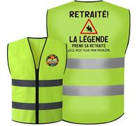 BETESSIN Gilet Retraite en Jaune Fluo Vive La Retraite 2025 La Légende Prend Sa Retraite Ce N'est Plus Mon Problème Cadeau Départ Retraite Humour Femme Homme