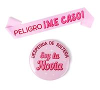 BETESSIN Kit d'Accessoires EVJF Team Mariée en espagnol 1Pc Écharpe ME CASO et 1Pc Badge DESPEDIDA DE SOLTERA