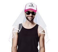 BETESSIN Kit de 3pcs Accessoires d'Enterrement de Vie de Jeune Garçon Chapeau Casquette Homme Rose Game Over avec Voile Blanc et Lunettes Déguisement EVG Couvre-chef Articles Amusants Drôle Fête