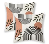 BETGINY Lot de 2 Housses de Coussin d'été de Style bohème pour canapé, Sofa, 45,7 x 45,7 cm, Corail et Feuilles Tropicales, Art Abstrait du Milieu du siècle