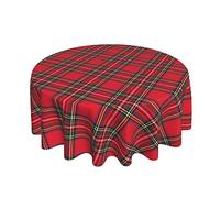 BETGINY Nappe de Noël Ronde à Carreaux Rouge et Vert de 152,4 cm, résistante à la poussière, Infroissable et Rustique pour Noël, fête, Salle à Manger