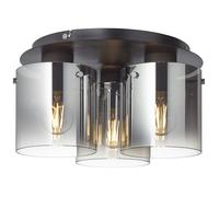 Brilliant Lampe Beth plafonnier 35 cm noir/verre fumé | 3x A60, adapté .pour. Ampoules normales non incluses | Convient pour les ampoules LED | Dimmable en utilisant des ampoules appropriées