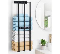 BETHOM Porte Serviette Murale, 75 CM Porte Serviette Salle de Bain Noir Support Serviette Salle de Bain Métal Rangement Serviette pour Les Serviettes Pliées ou Enroulées