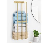 BETHOM Porte Serviette Murale, 75cm Porte Serviette Salle de Bain Doré Support Serviette Salle de Bain Métal Rangement Serviette pour Les Serviettes Pliées ou Enroulées